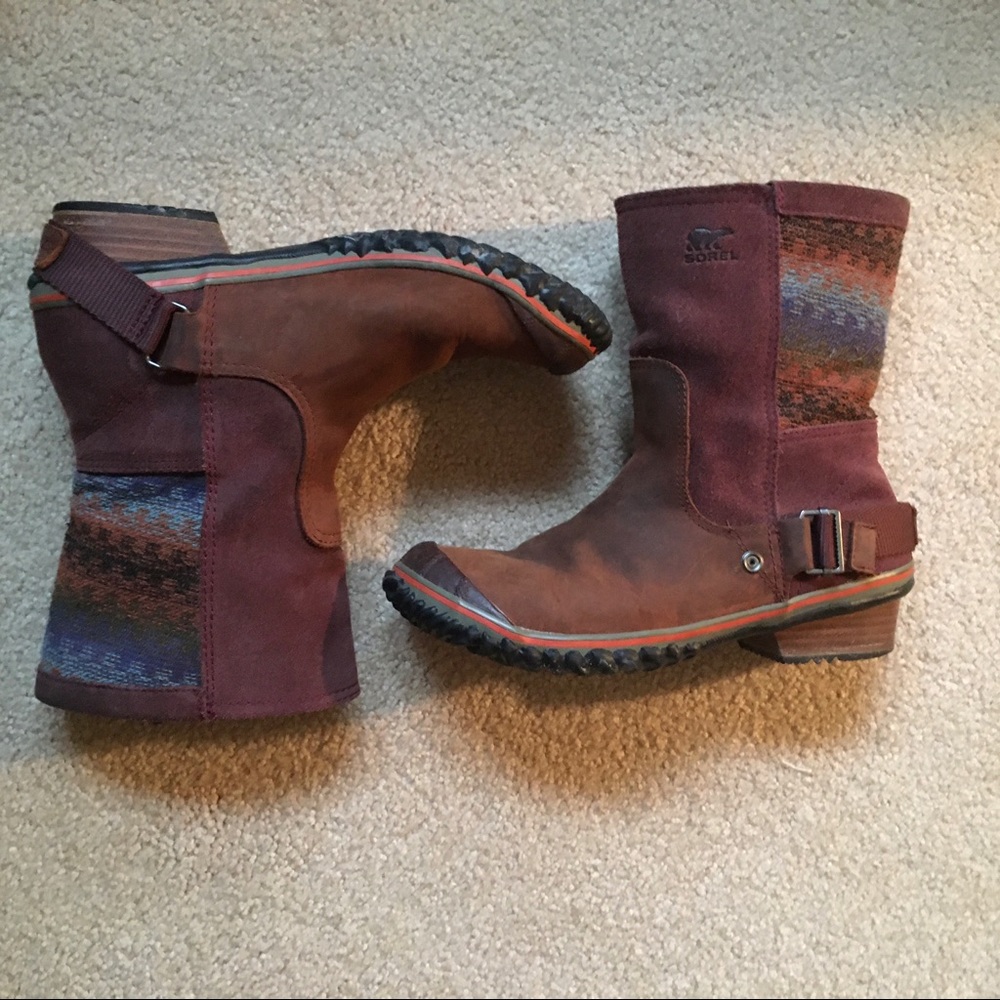 Sorel Suede Southwest Print Winter Ankle Boot